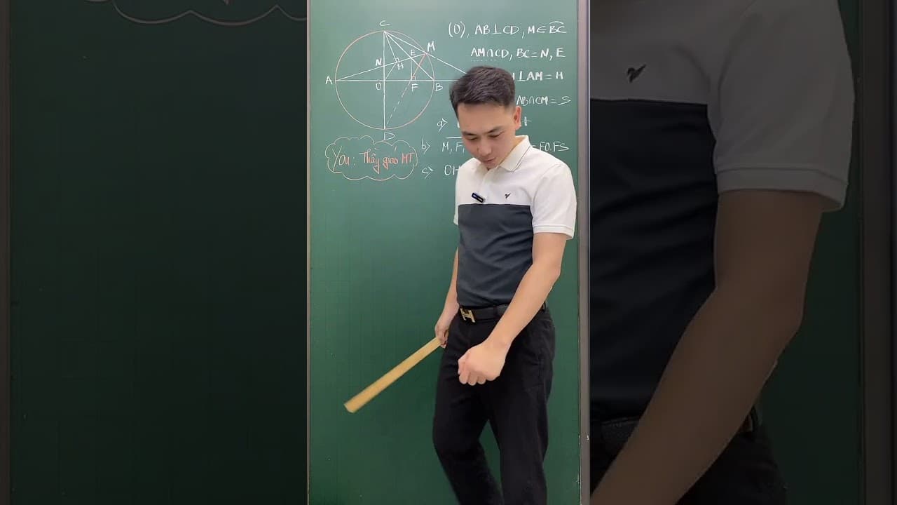 Ảnh bìa video Hình 9 - Live - Mô hình 2 đường kính vuông góc - Câu c: CM thẳng hàng, đẳng thức tích NC, phân giác