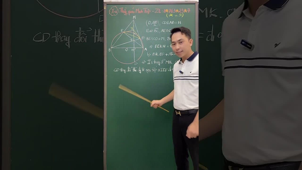 Ảnh bìa video Hình 9 - Live - Mô hình trực tâm có 1cạnh là đường kính - Câu c: CM đẳng thức nâng cao, điểm cố định