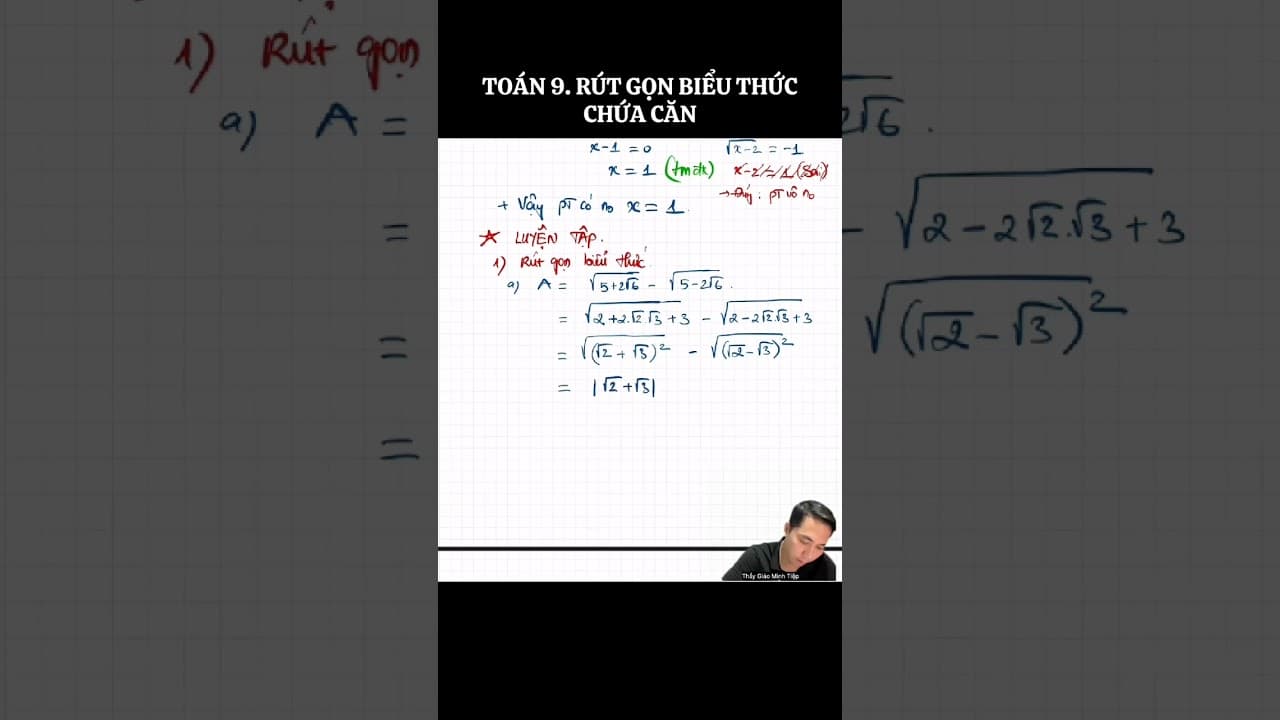 Ảnh bìa video Toán 9. Rút gọn biểu thức chứa căn