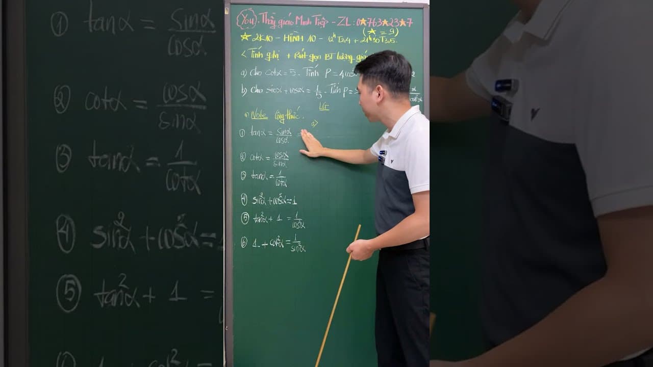 Ảnh bìa video Live - Hình 10 - Tính giá trị, rút gọn biểu thức lượng giác