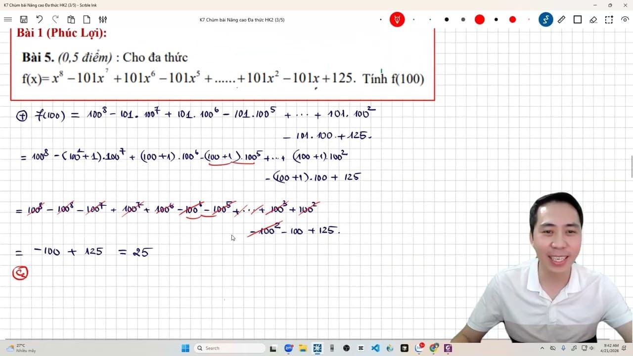 Ảnh bìa video Đại 7 [NC] Chùm bài toán Đa thức nâng cao (0,5đ) thi cuối HK2