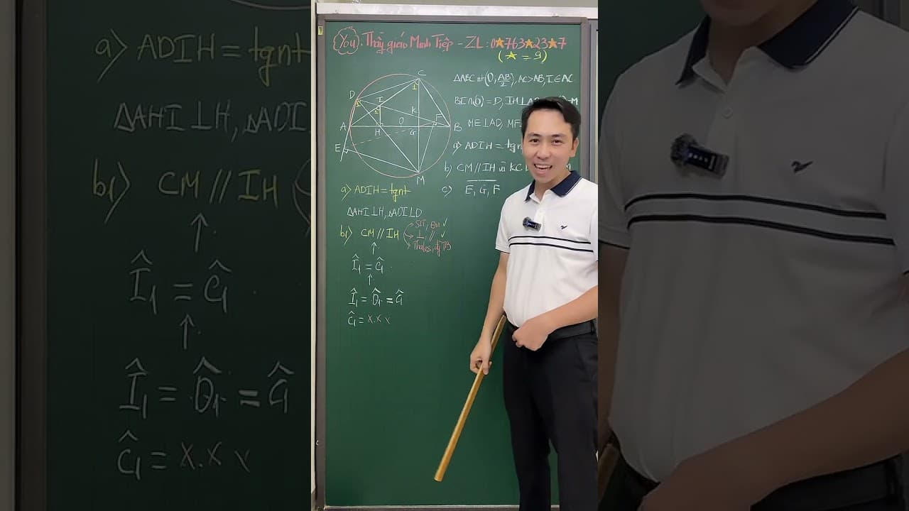 Ảnh bìa video Hình 9 - Live 2 - Đường kính vuông góc dây cung - Câu c: Chứng minh thẳng hàng - Đường thẳng Simson