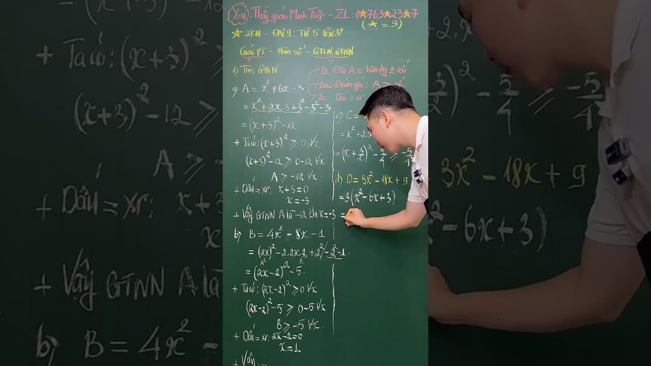 Ảnh bìa video Tìm giá trị nhỏ nhất của biểu thức bậc 2 với hệ số a là số không chính phương