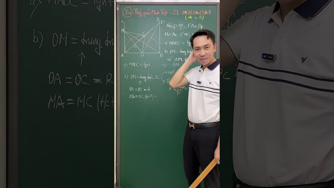 Ảnh bìa video Hình 9 - Live - Mô hình nửa đường tròng có 2 tiếp tuyến - Câu c: Chứng minh vuông góc