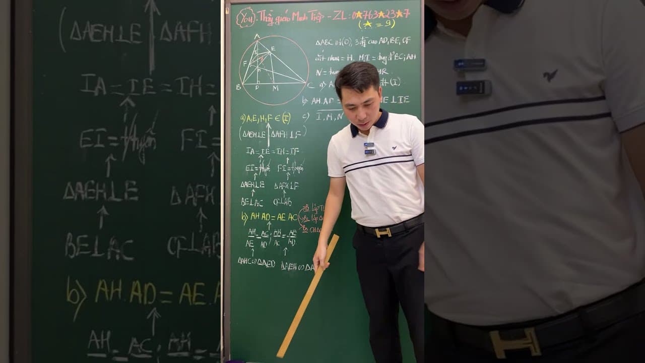 Ảnh bìa video Live - 2K11 - Hình 9: Chứng minh 4 điểm thuộc đường tròn, CM vuông góc, thẳng hàng