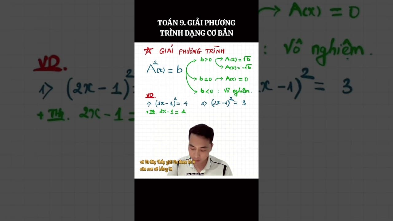 Ảnh bìa video Toán 9 - Giải phương trình cơ bản có chứa bình phương