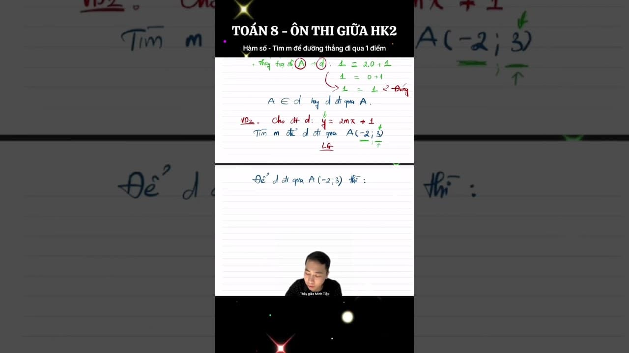 Ảnh bìa video Toán 8 - Tìm m để đường thẳng đi qua 1 điểm cho trước
