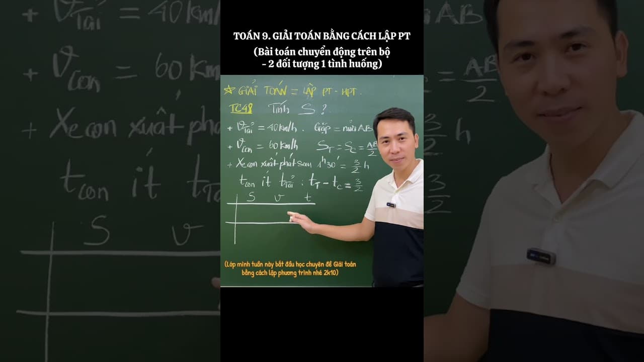 Ảnh bìa Toán 9. Bài toán chuyển động trên bộ - 2 đối tượng 1 tình huống