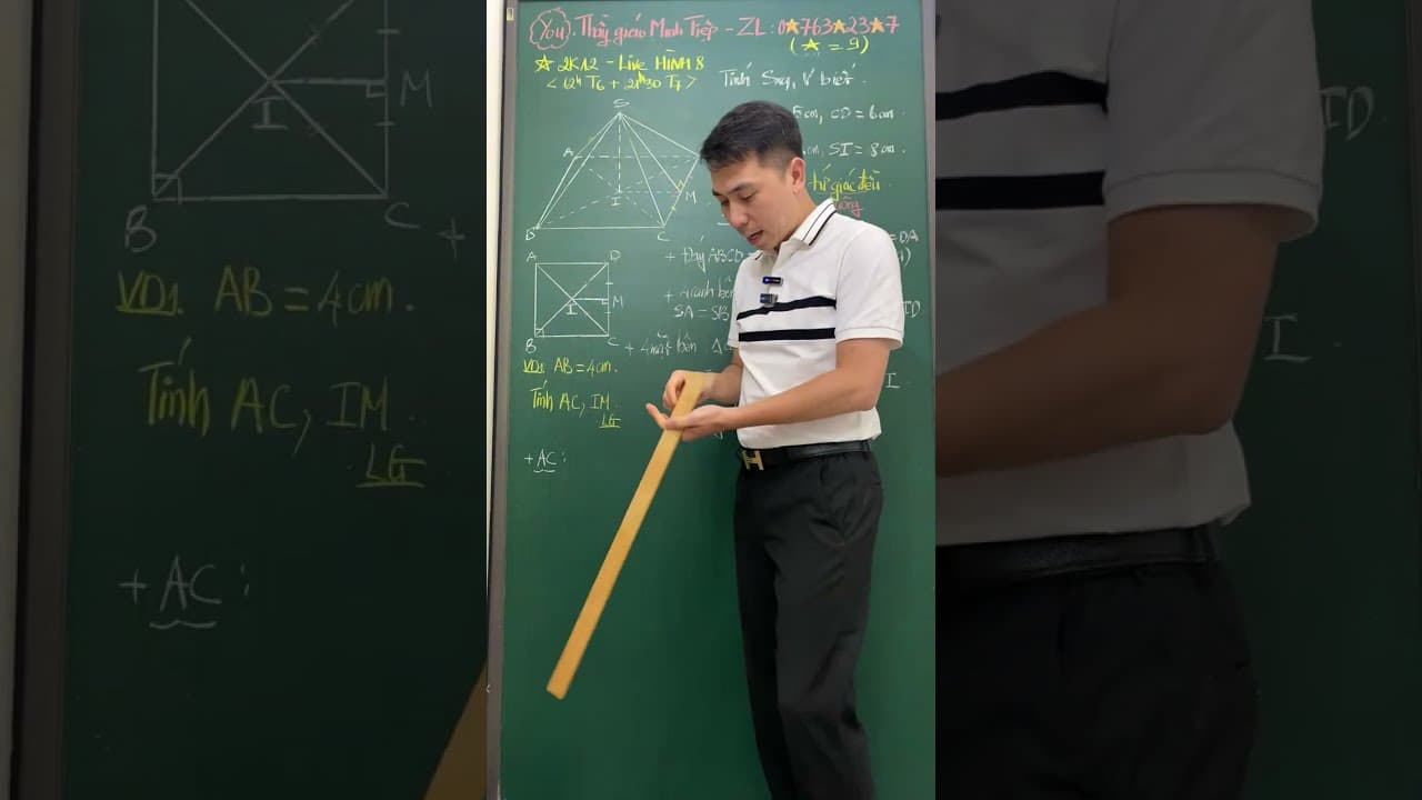 Ảnh bìa video 2K12 - Hình 8: Chóp tứ giác đều và bài toán tính diện tích xung quanh, thể tích hình chóp