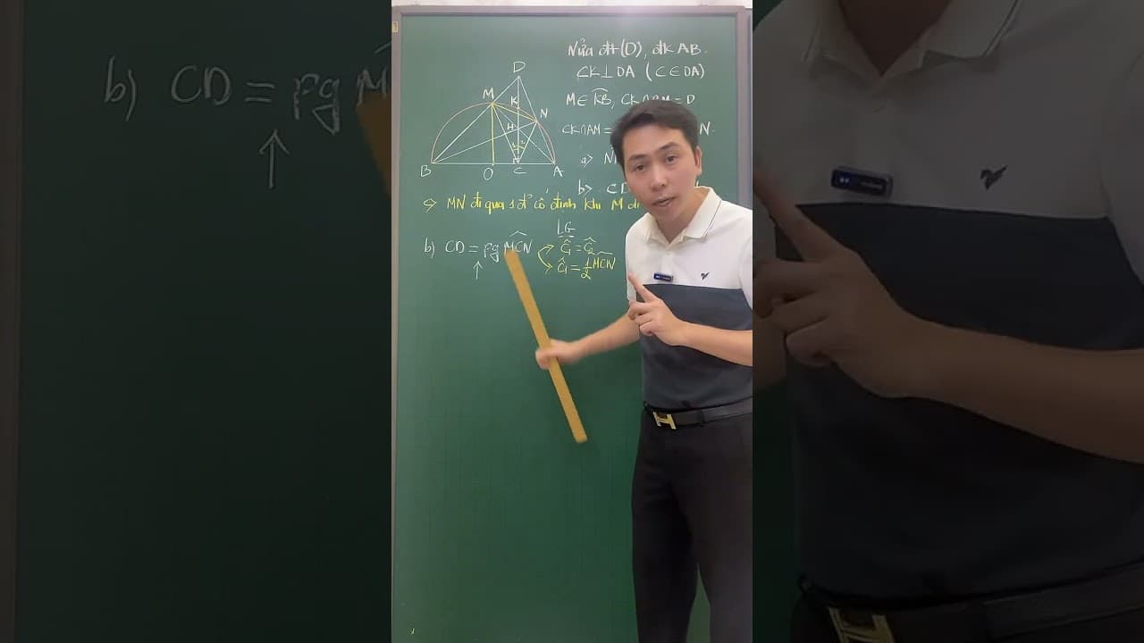 Ảnh bìa Hình 9 - Live - Mô hình nửa đường tròn kết hợp trực tâm - Câu c: Chứng minh MN đi qua 1 điểm cố định