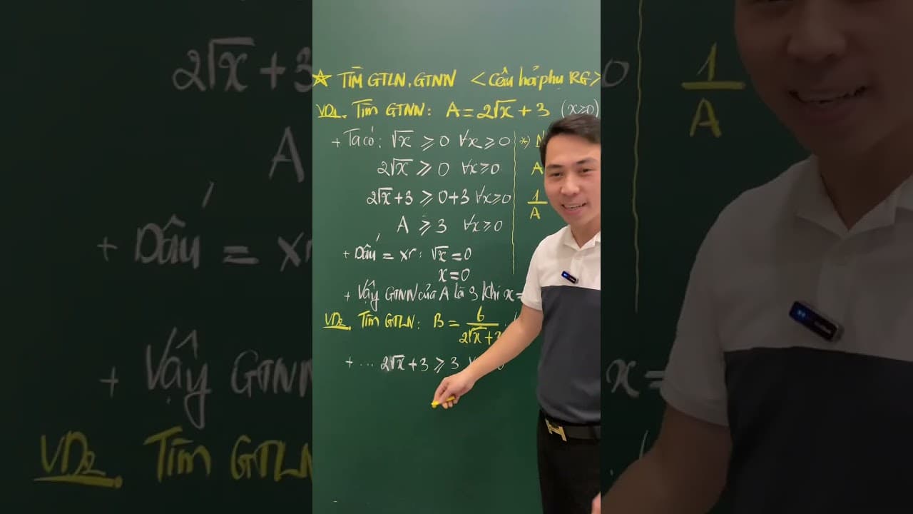 Ảnh bìa video Toán 9 - Tìm GTNN, GTLN trong câu hỏi phụ bài toán rút gọn