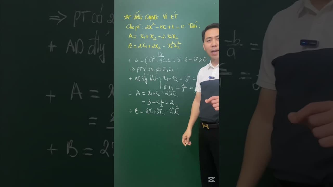 Ảnh bìa video Toán 9. Định lý Vi-ét: tính giá trị biểu thức qua tổng và tích 2 nghiệm