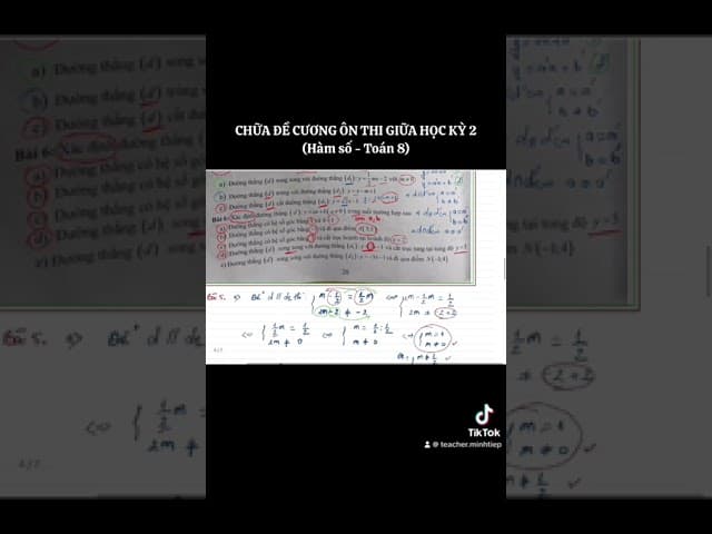 Ảnh bìa video Ôn thi giữa học kỳ - Toán 8 - Xác định hàm số (tìm a,b) / lập phương trình đường thẳng