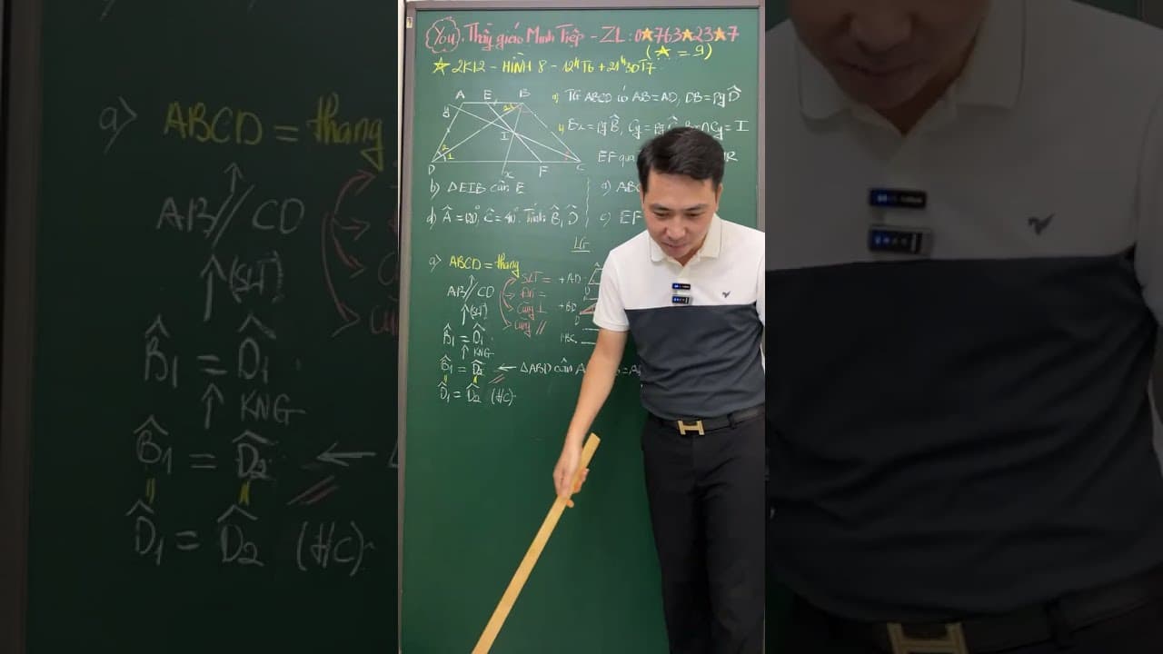 Ảnh bìa video Live - 2K12 - Hình 8: Hình thang - chứng minh song song, kết nối góc, cm đẳng thức, tính góc