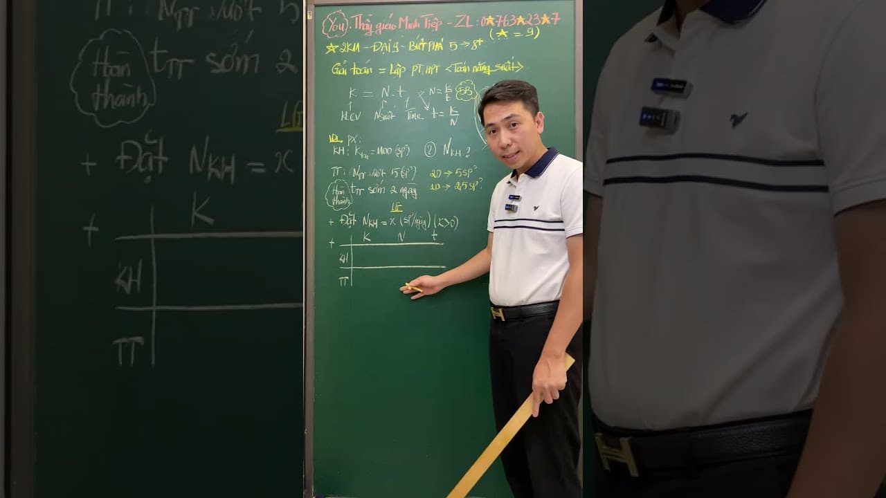 Ảnh bìa video Live - 2K11 - Đại 9: bứt phá từ 5 lên 8+: Toán năng suất - Giải toán = lập PT, Hệ PT