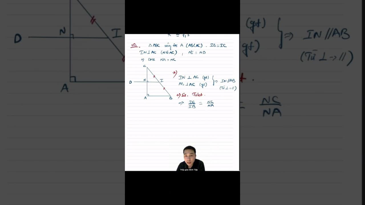 Ảnh bìa video Hình 8 - Dùng Talet - Chứng minh hai đoạn thẳng bằng nhau (tỉ lệ = 1)