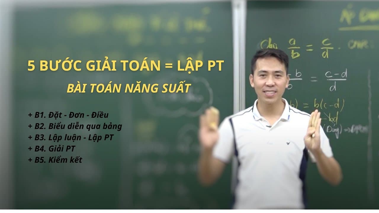 Ảnh bìa video Bài toán năng suất - Giải toán bằng cách lập phương trình - Toán 8 - Ôn thi HK2