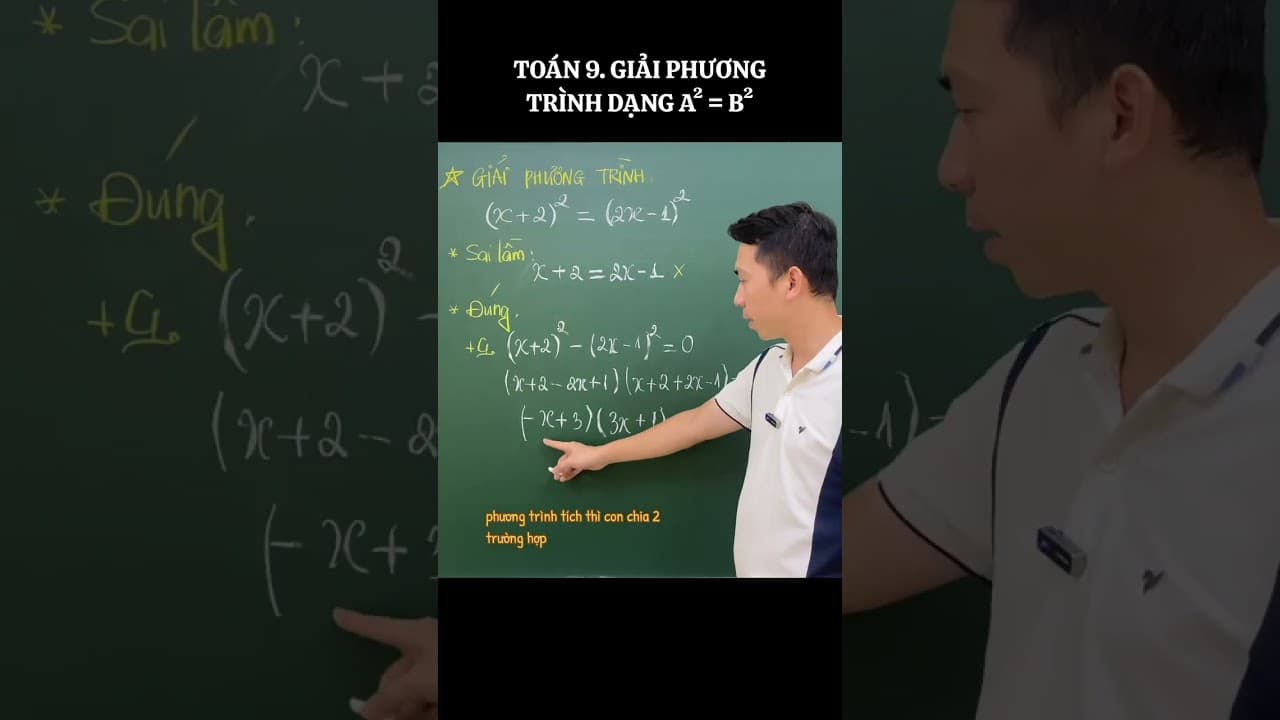 Ảnh bìa video Toán 9. Giải phương trình dạng A² = B²