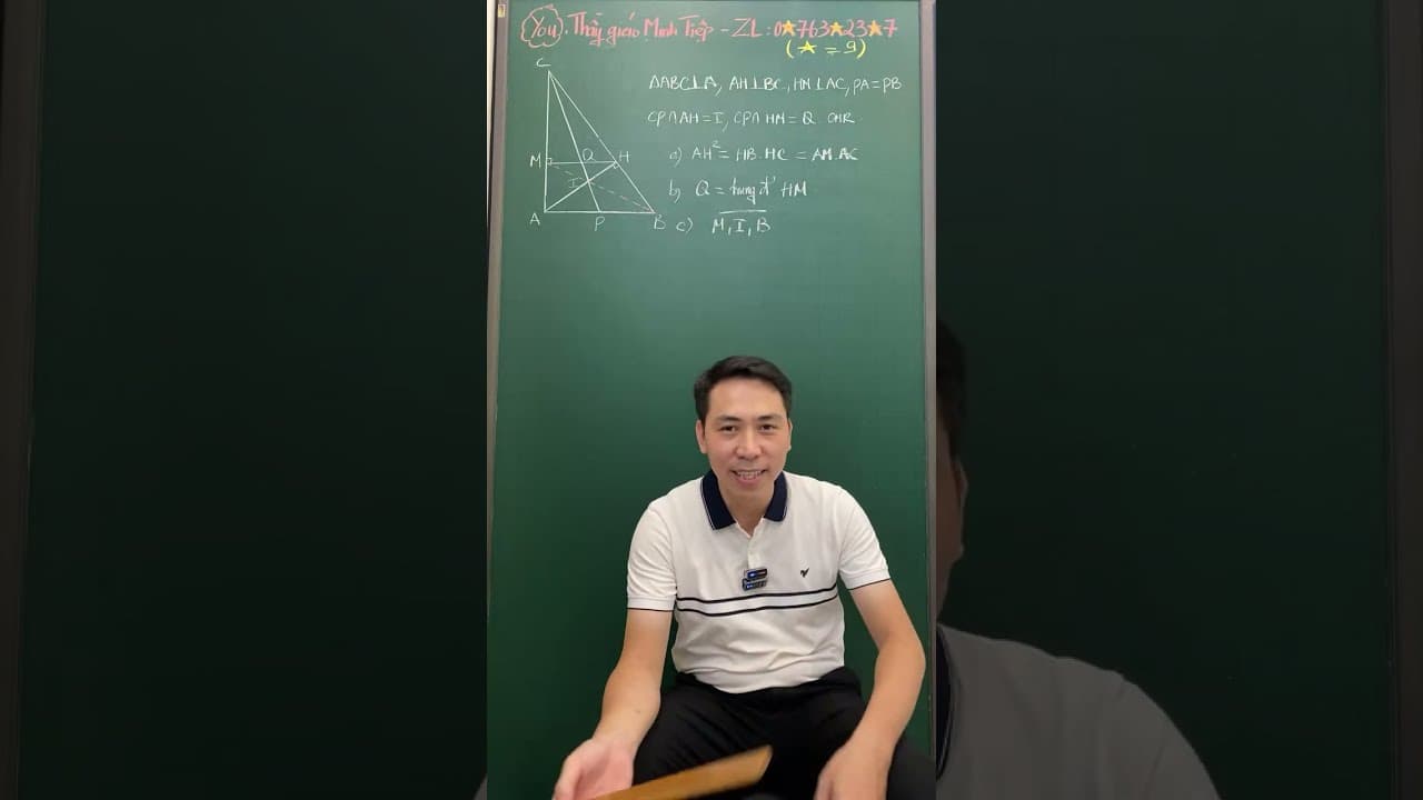 Ảnh bìa video Live - Hình 9 - Sử dụng kỹ thuật kết nối tỉ lệ chứng minh trung điểm, chứng minh thẳng hàng