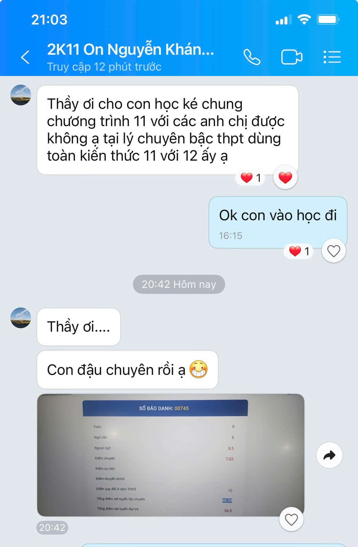 Thành tích cao Thi vào 10