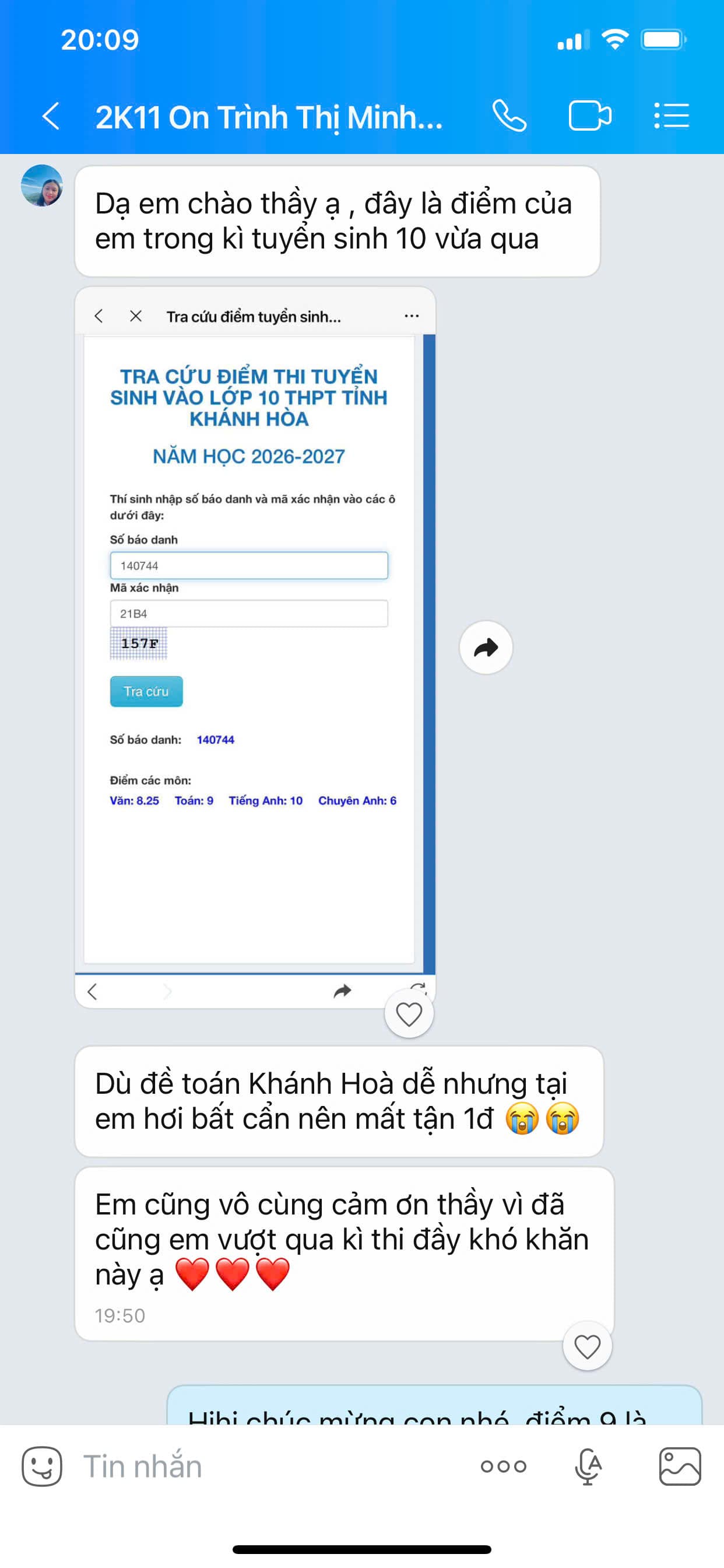 Thành tích cao Thi vào 10
