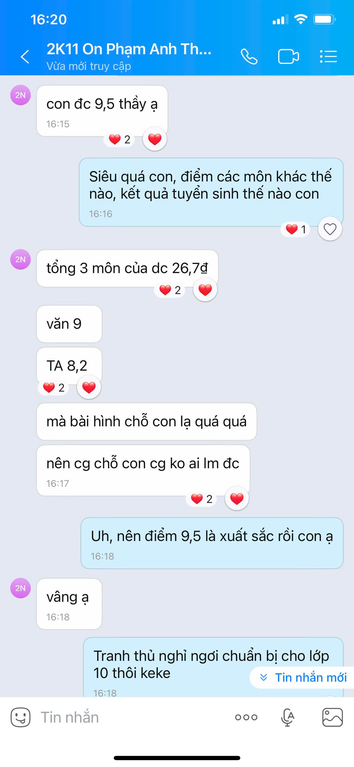 Toán 9,5 - Tổng 26,7đ xuất sắc