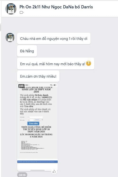 Đỗ nguyện vọng 1 lớp 10