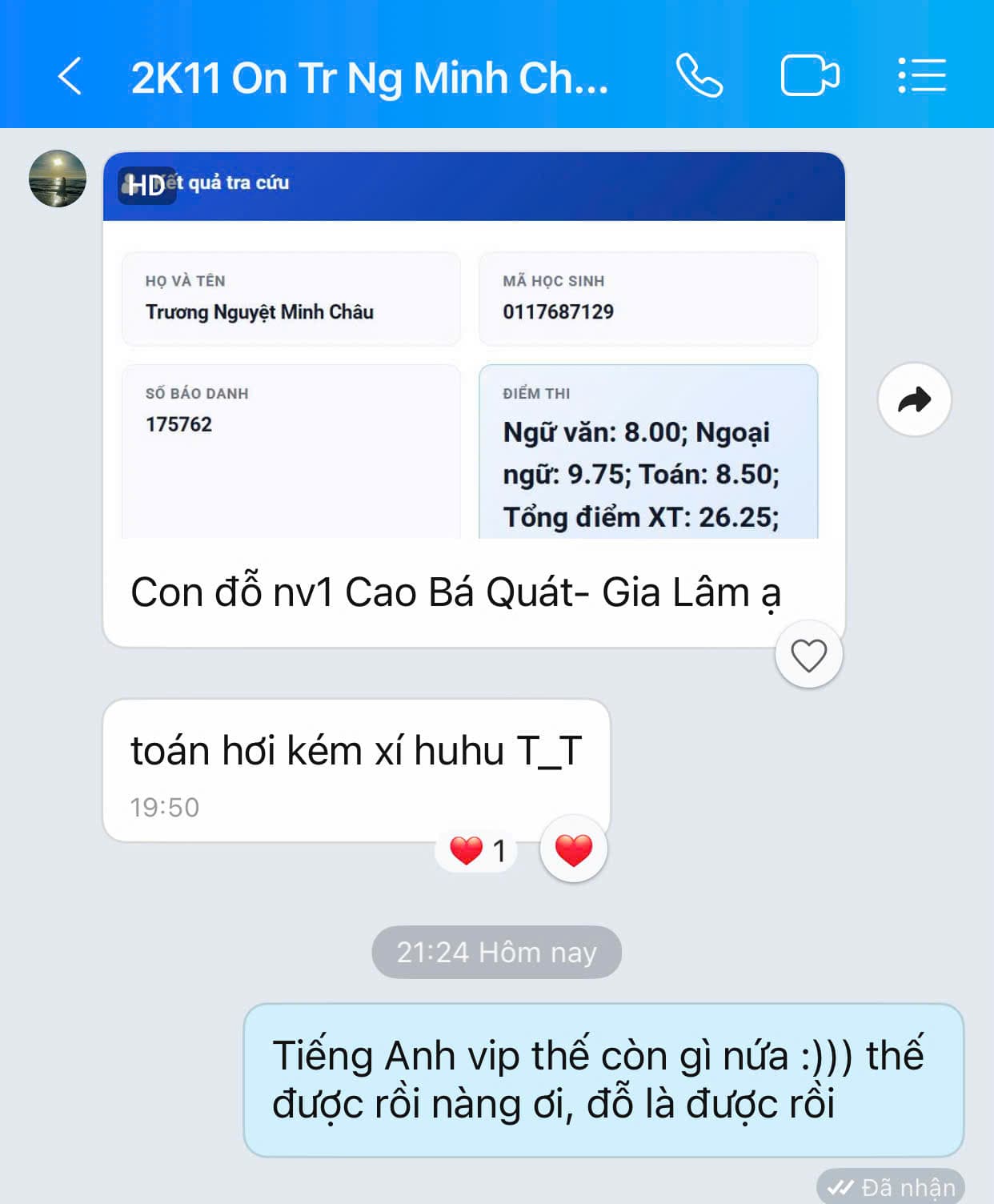 9,75đ TA + 8,5đ Toán