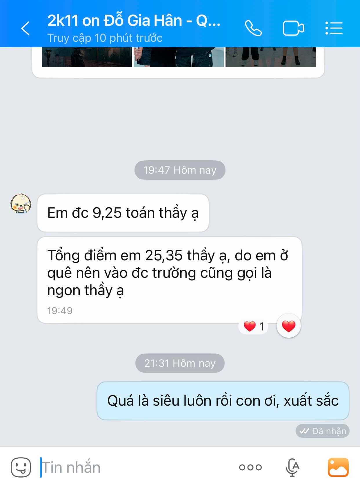 Điểm Toán 9.25