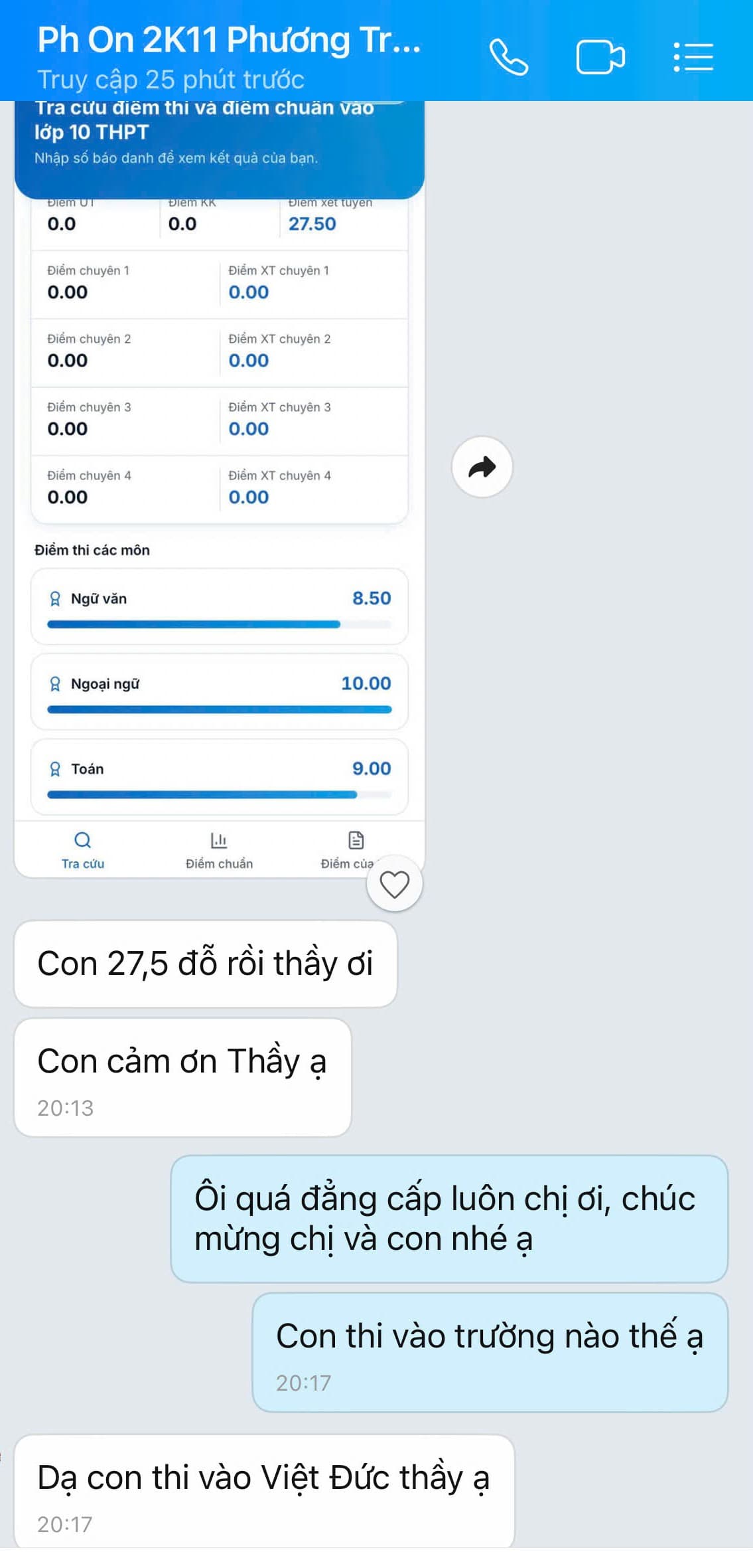 9,25đ Toán, tổng 27,5 đỗ Việt Đức