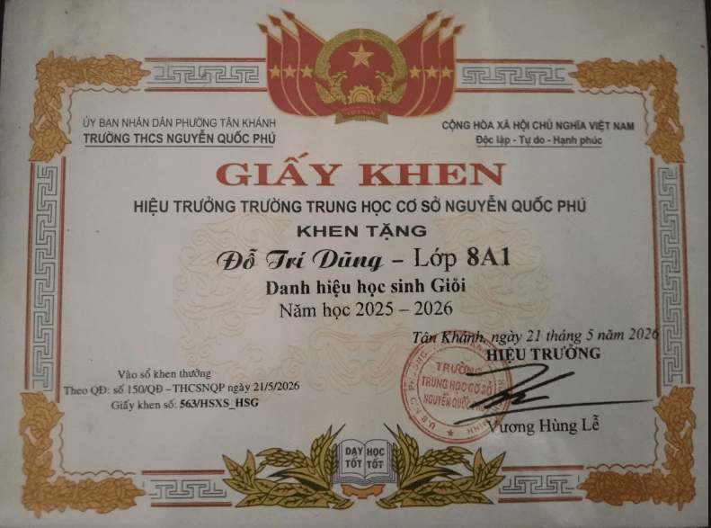 Giấy khen HS giỏi
